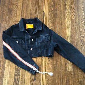 Heron Preston Cropped Oversized Black Denim Jacket